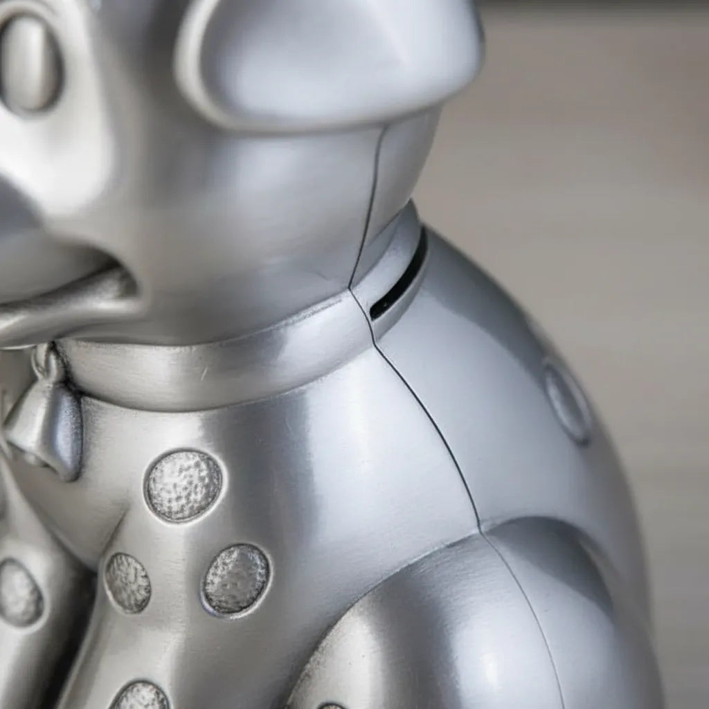 Tirelire Argentée Chien Métal