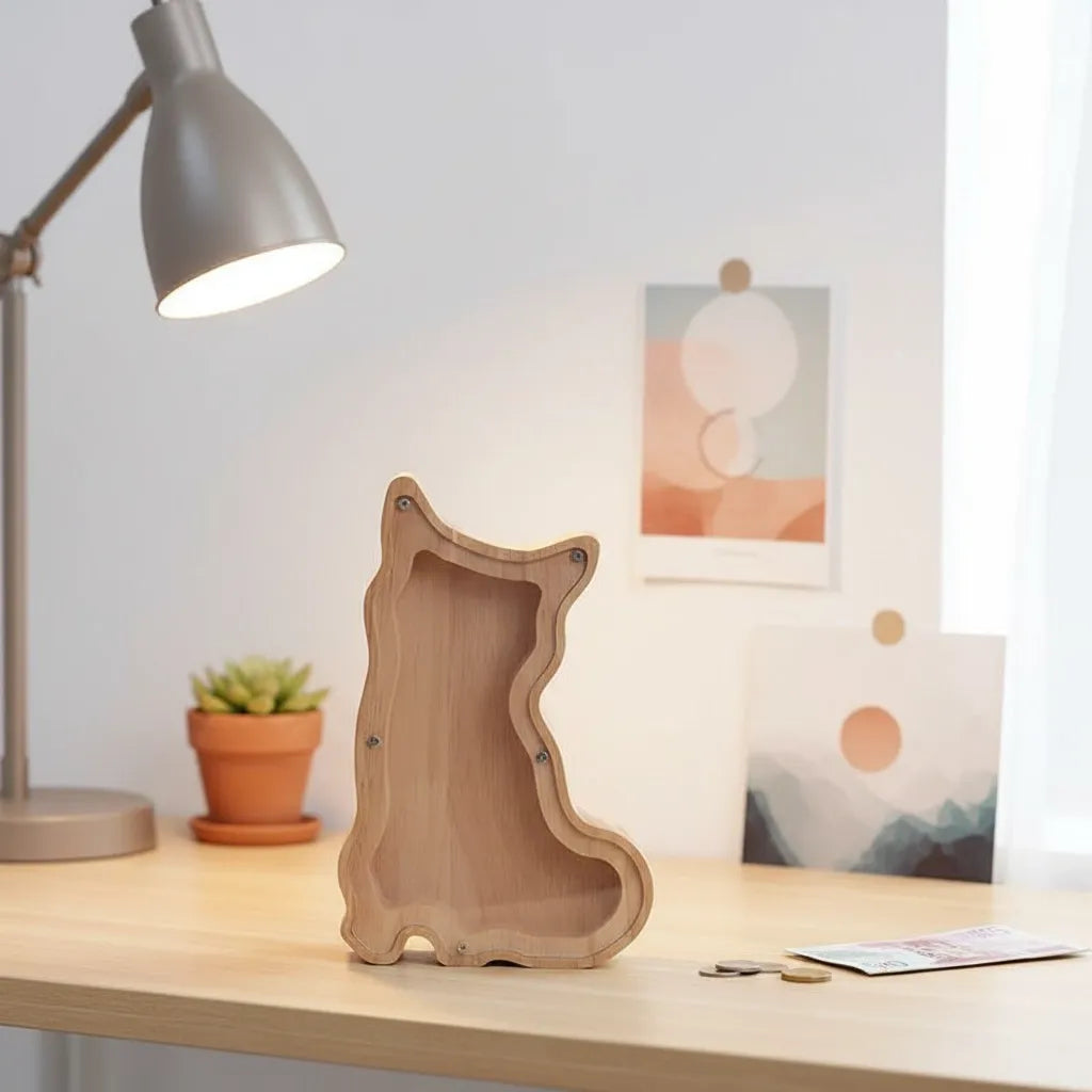 Tirelire Chat en Bois