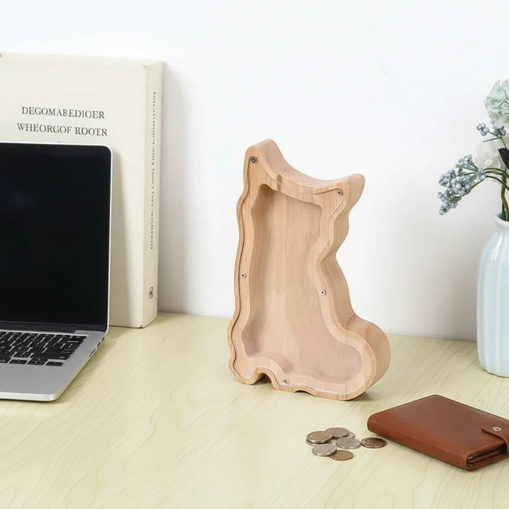 Tirelire Chat en Bois