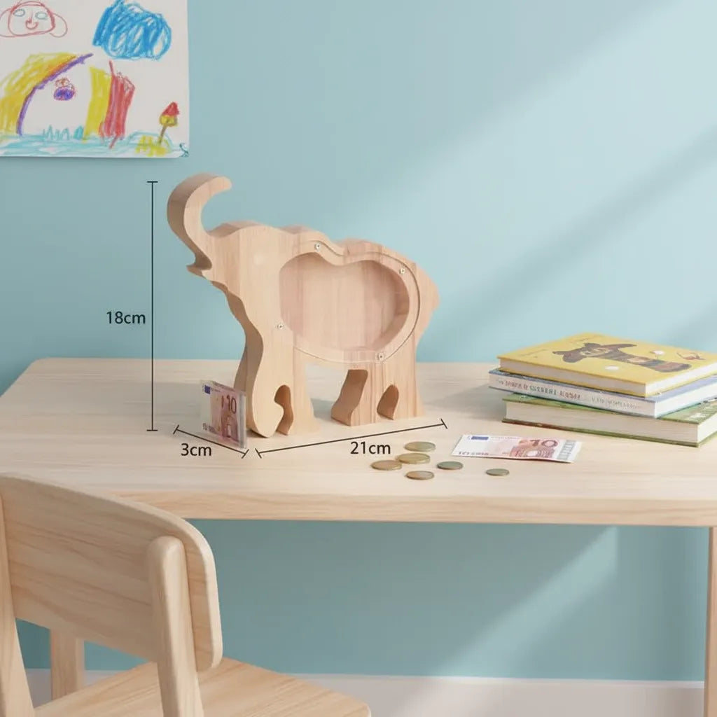 Tirelire Éléphant en Bois