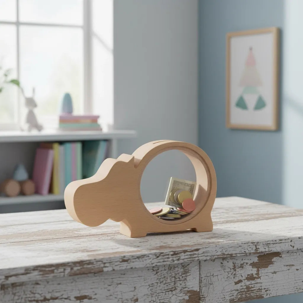 Tirelire Hippo en Bois