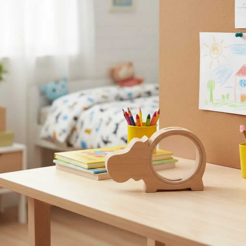 Tirelire Hippo en Bois