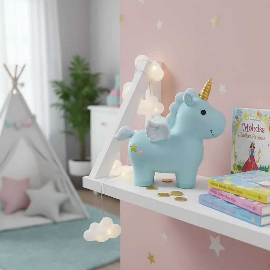 Tirelire Licorne Bleu