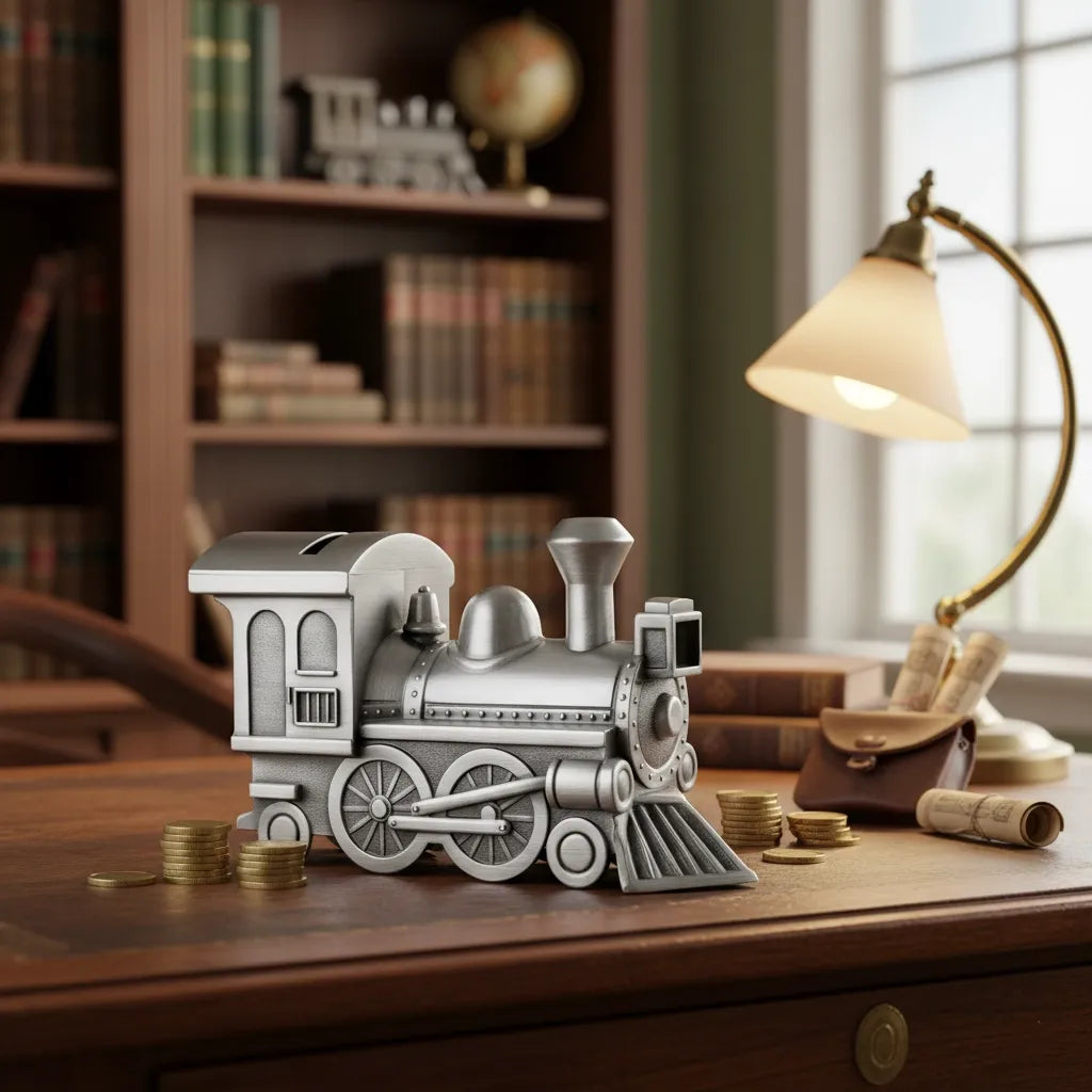 Tirelire Locomotive Métal Argenté