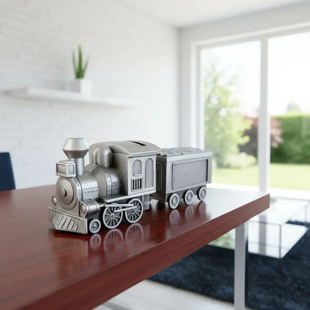 Tirelire Locomotive Métal Argenté