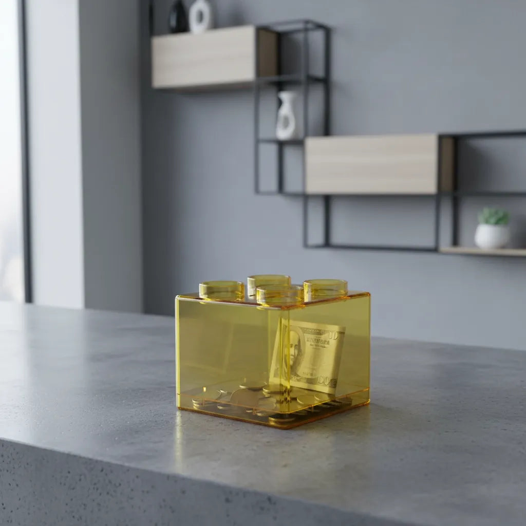 Tirelire Transparente en Cube